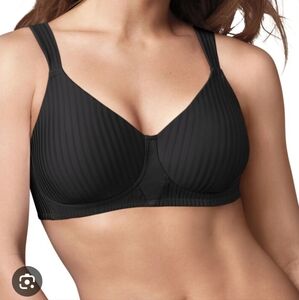 PLAYTEX NWOT $46 Secrets‎ Perfectly Smooth Wireless Bra Black Stripe 36DDD